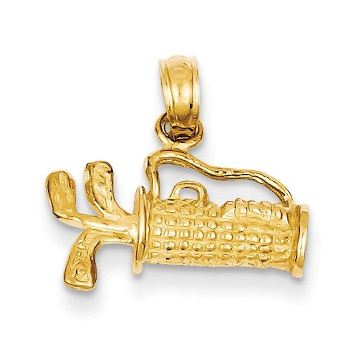 14k Yellow Gold Golf Clubs Bag Golfing 3D Pendant Charm – CKL