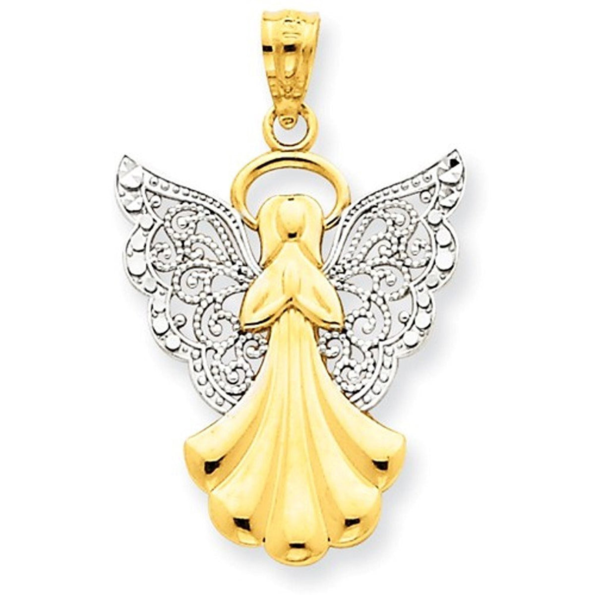 14K Yellow Gold Fairy Necklace Charm Pendant