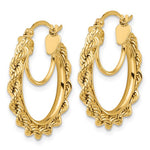 Załaduj obraz do przeglądarki galerii, 10K Yellow Gold 24mm x 2.95mm Rope Round Hoop Earrings
