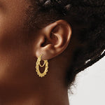 이미지를 갤러리 뷰어에 로드 , 10K Yellow Gold 24mm x 2.95mm Rope Round Hoop Earrings
