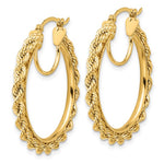 이미지를 갤러리 뷰어에 로드 , 10K Yellow Gold 30mm x 2.95mm Rope Round Hoop Earrings
