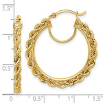 Afbeelding in Gallery-weergave laden, 10K Yellow Gold 30mm x 2.95mm Rope Round Hoop Earrings
