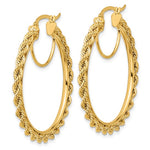 Kép betöltése a galériamegjelenítőbe: 10K Yellow Gold 38mm x 2.95mm Rope Round Hoop Earrings
