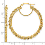 Indlæs billede til gallerivisning 10K Yellow Gold 44mm x 2.95mm Rope Round Hoop Earrings
