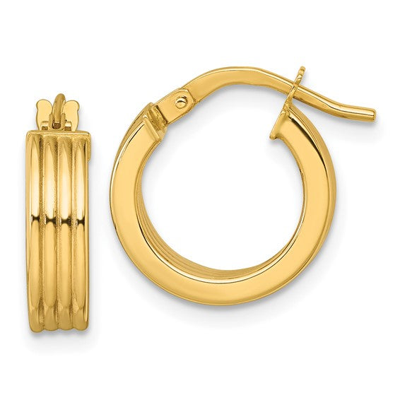 10k Yellow Gold Round Hoop Earrings Daily Everyday Wear