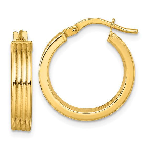 10k Yellow Gold Round Hoop Earrings Everyday Look