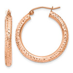 Lade das Bild in den Galerie-Viewer, 10k Rose Gold 25mm x 3mm Diamond Cut Round Hoop Earrings
