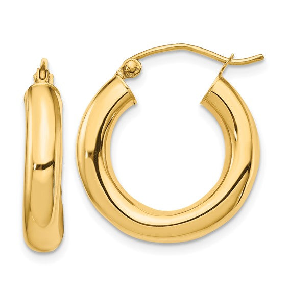 10K Yellow Gold Classic Round Hoop Earrings 20mmx4mm