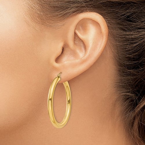 10K Yellow Gold Classic Round Hoop Earrings 45mmx4mm