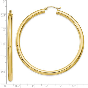 10K Yellow Gold Classic Round Hoop Earrings 62mmx4mm