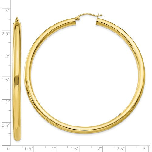 10K Yellow Gold Classic Round Hoop Earrings 67mmx4mm
