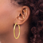 Lataa kuva Galleria-katseluun, 10K Yellow Gold 47mm x 3mm Satin Diamond Cut Round Hoop Earrings
