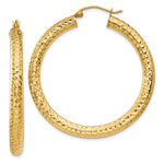 이미지를 갤러리 뷰어에 로드 , 10K Yellow Gold Diamond Cut Round Hoop Earrings 40mmx4mm
