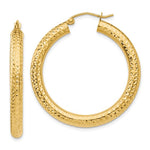 Load image into Gallery viewer, 10K Yellow Gold Diamond Cut Round Hoop Earrings 35mmx4mm
