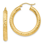 Cargar imagen en el visor de la galería, 10K Yellow Gold Diamond Cut Round Hoop Earrings 30mmx4mm
