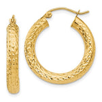 將圖片載入圖庫檢視器 10K Yellow Gold Diamond Cut Round Hoop Earrings 24mmx4mm
