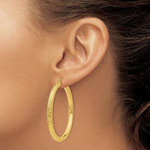 10K Yellow Gold Diamond Cut Round Hoop Earrings 47mmx4mm