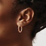 Загрузить изображение в средство просмотра галереи, 10k Rose Gold 20mm x 2mm Diamond Cut Round Hoop Earrings
