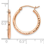 Kép betöltése a galériamegjelenítőbe: 10k Rose Gold 20mm x 2mm Diamond Cut Round Hoop Earrings

