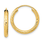 Afbeelding in Gallery-weergave laden, 10K Yellow Gold Diamond Cut 20mm x 3mm Endless Hoop Earrings
