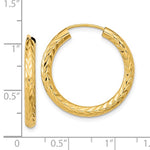 Cargar imagen en el visor de la galería, 10K Yellow Gold Diamond Cut 25mm x 3mm Endless Hoop Earrings

