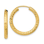 Indlæs billede til gallerivisning 10K Yellow Gold Diamond Cut 25mm x 3mm Endless Hoop Earrings
