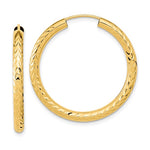 Lataa kuva Galleria-katseluun, 10K Yellow Gold Diamond Cut 31mm x 3mm Endless Hoop Earrings
