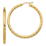 이미지를 갤러리 뷰어에 로드 , 10k Yellow Gold Diamond Cut Large Round Hoop Earrings Sparkle
