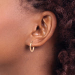 Загрузить изображение в средство просмотра галереи, 10k Rose Gold 14mm x 2mm Diamond Cut Round Hoop Earrings

