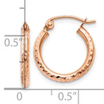 Kép betöltése a galériamegjelenítőbe: 10k Rose Gold 14mm x 2mm Diamond Cut Round Hoop Earrings
