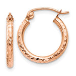 Kép betöltése a galériamegjelenítőbe: 10k Rose Gold 14mm x 2mm Diamond Cut Round Hoop Earrings

