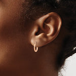 Lataa kuva Galleria-katseluun, 10k Rose Gold 13mm x 2mm Diamond Cut Round Hoop Earrings
