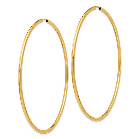 10K Yellow Gold Extra Large 70mm x 1.5mm Endless Hoop Earrings