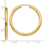 Kép betöltése a galériamegjelenítőbe: 10K Yellow Gold 35mm x 2.75mm Round Endless Hoop Earrings

