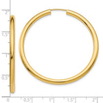 Lataa kuva Galleria-katseluun, 10K Yellow Gold 46mm x 2.75mm Round Endless Hoop Earrings
