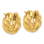 Indlæs billede til gallerivisning 18K Yellow Gold 19mm x 7mm Twisted Round Classic Hoop Earrings
