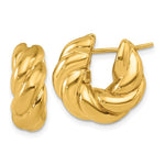 Cargar imagen en el visor de la galería, 18K Yellow Gold 19mm x 7mm Twisted Round Classic Hoop Earrings
