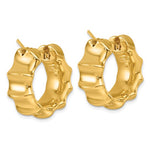 이미지를 갤러리 뷰어에 로드 , 14k Yellow Gold Bamboo Round Hoop Earrings
