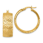 Загрузить изображение в средство просмотра галереи, 14k Yellow Gold Large Diamond Cut Round Hoop Earrings
