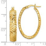 画像をギャラリービューアに読み込む, 14k Yellow Gold Diamond Cut Oval Hoop Earrings

