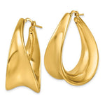 Load image into Gallery viewer, 14k Yellow Gold Contoured Oval Teardrop Hoop Earrings
