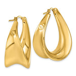 Load image into Gallery viewer, 14k Yellow Gold Contoured Oval Teardrop Hoop Earrings
