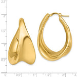 Load image into Gallery viewer, 14k Yellow Gold Contoured Oval Teardrop Hoop Earrings
