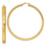 Charger l&#39;image dans la galerie, 14k Yellow Gold 65mm x 5.5mm Wavy Textured Round Hoop Earrings
