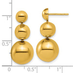 Загрузить изображение в средство просмотра галереи, 14K Yellow Gold Graduated Ball Drop Dangle Post Push Back Earrings
