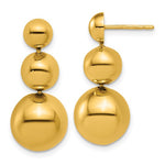 Загрузить изображение в средство просмотра галереи, 14K Yellow Gold Graduated Ball Drop Dangle Post Push Back Earrings
