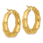 Загрузить изображение в средство просмотра галереи, 14k Yellow Gold Bamboo Round Hoop Earrings
