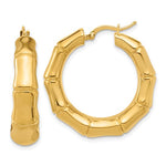 Load image into Gallery viewer, 14k Yellow Gold Bamboo Round Hoop Earrings
