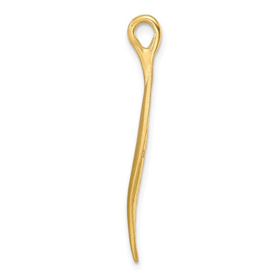 14k Yellow Gold Diamond Long Leaf Pendant Charm