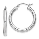 Lataa kuva Galleria-katseluun, 18K Yellow White Gold 25mm x 3mm Classic Round Hoop Earrings
